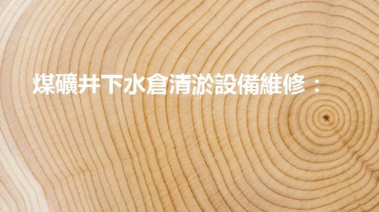 煤礦井下水倉清淤設備維修：解鎖黑暗深淵，守護生命之源！